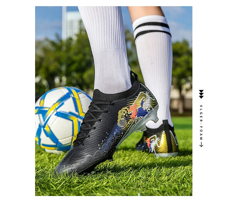 New Men Soccer Shoes FG Non-Slip Long Spikes Football Boots Soccer Cleats Training Shoes Match Ultralight Outdoor Drop Shipping