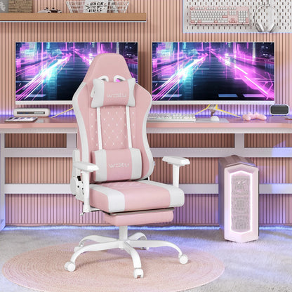 WOLTU Massage Gaming Chair Ergonomic Adjustable Height Office Armchair with Headrest Footrest Swivel Chair Mesh Computer Chair