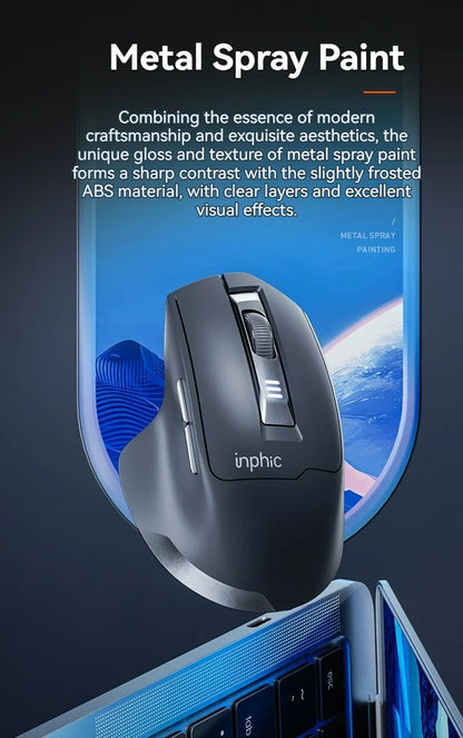 Inphic M9 Wireless Mouse 2.4G USB Receiver Rechargeable Type-C Mute Button Power Visualization Ergonomic Office Universal Mouse
