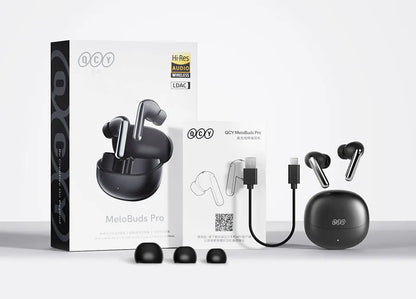 QCY MeloBuds Pro Adaptive Hybrid Active Noise Cancelling Wireless Earbuds 46dB Bluetooth 5.3 LDAC Hi-Res Audio 34H Earphones