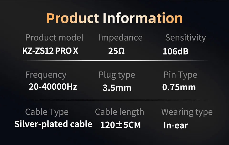 KZ ZS12 PRO X Hybrid Dynamic & Balanced Armature Technology IEM Earphone Upgrade HiFi Bass In Ear Headphone Tunning Wire Headset