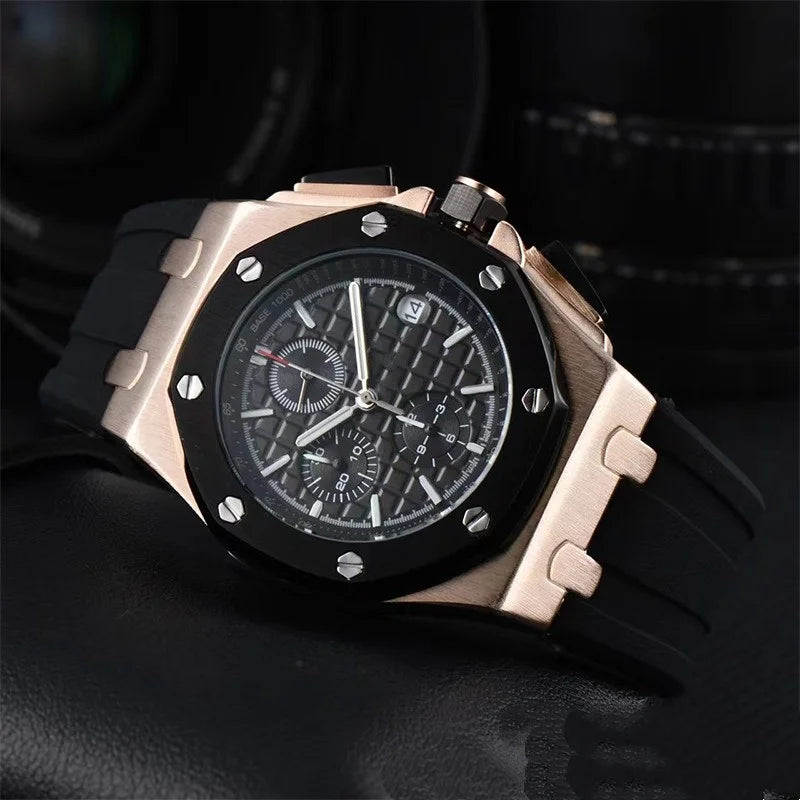 Men's Chronograph Sport Watch Date Display Luxury Chronograph Wristwatch Sport & Business Casual Watch with Rubber Strap
