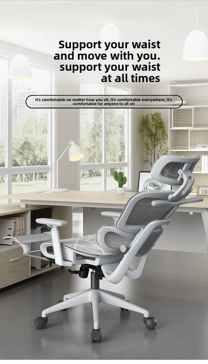 Breathable Ergonomic Office Computer Chair Reclining Gaming Chair  Comfort Lumbar Support  Long Sitting Adjustable Swivel Design