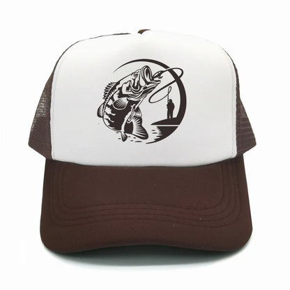 Fishing Skeleton Trucker Cap Summer Men Cool Fisherman Fishing Hat Baseball Cap Unisex Outdoor Mesh Net Caps MZ-238