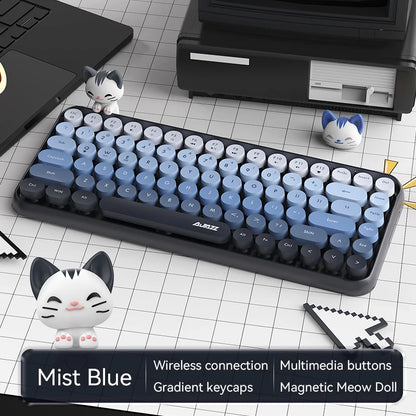 Ajazz 308I Wireless Keyboard 18/84 Keys Round Keycap Bluetooth Keyboard Portable 2.4GHz Numeric Keypad for Tablet Laptop Android