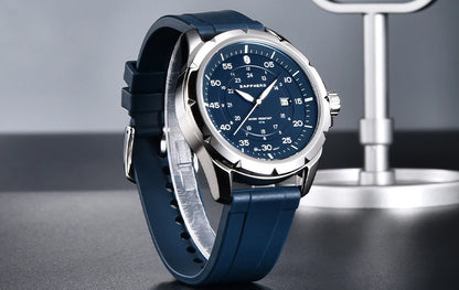 Reloj para hombre SAPPHERO: reloj de cuarzo de lujo, resistente al agua hasta 50 m, equipado con un mecanismo importado y una caja de acero inoxidable. Una idea de regalo ideal para hombre.