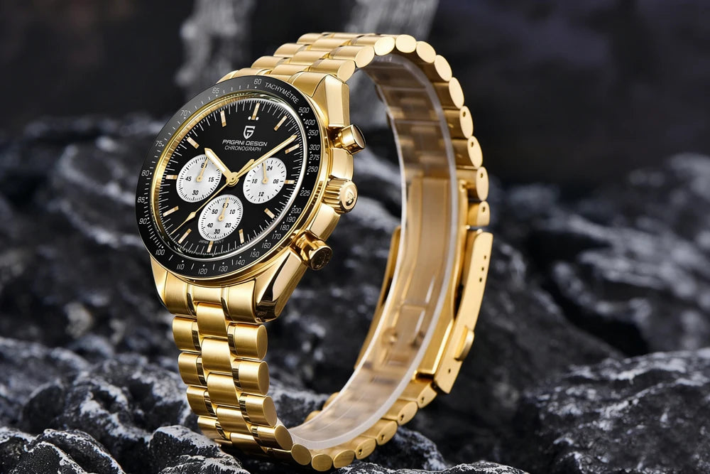 Reloj PAGANI DESIGN Moon: cronógrafo de cuarzo de lujo para hombre, estilo deportivo, cristal de zafiro con tratamiento antirreflectante, esfera luminiscente