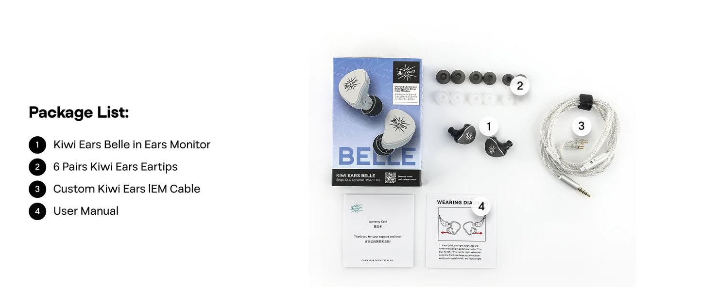 Linsoul Kiwi Ears Belle 10mm DLC Dynamic Driver IEM Hifi Earphones with Precision Meets Exciting Sound Signature