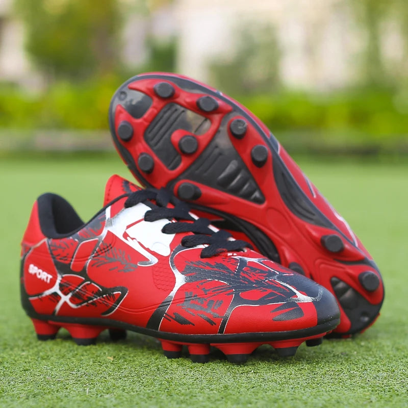 Chaussures de football pour jeunes enfants AG, crampons pour terrain ferme, lacets, antidérapantes, pour garçons et filles, chaussures de football pour adolescents, chaussures d'entraînement professionnelles.