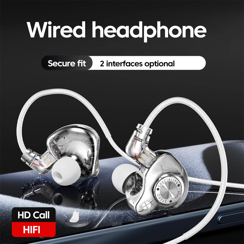Original 15D Super Bass In Ear Headphone With Mic 3.5mm AUX/Type-C Digital Chip Headset For iPhone 17 Huawei Xiaomi Android
