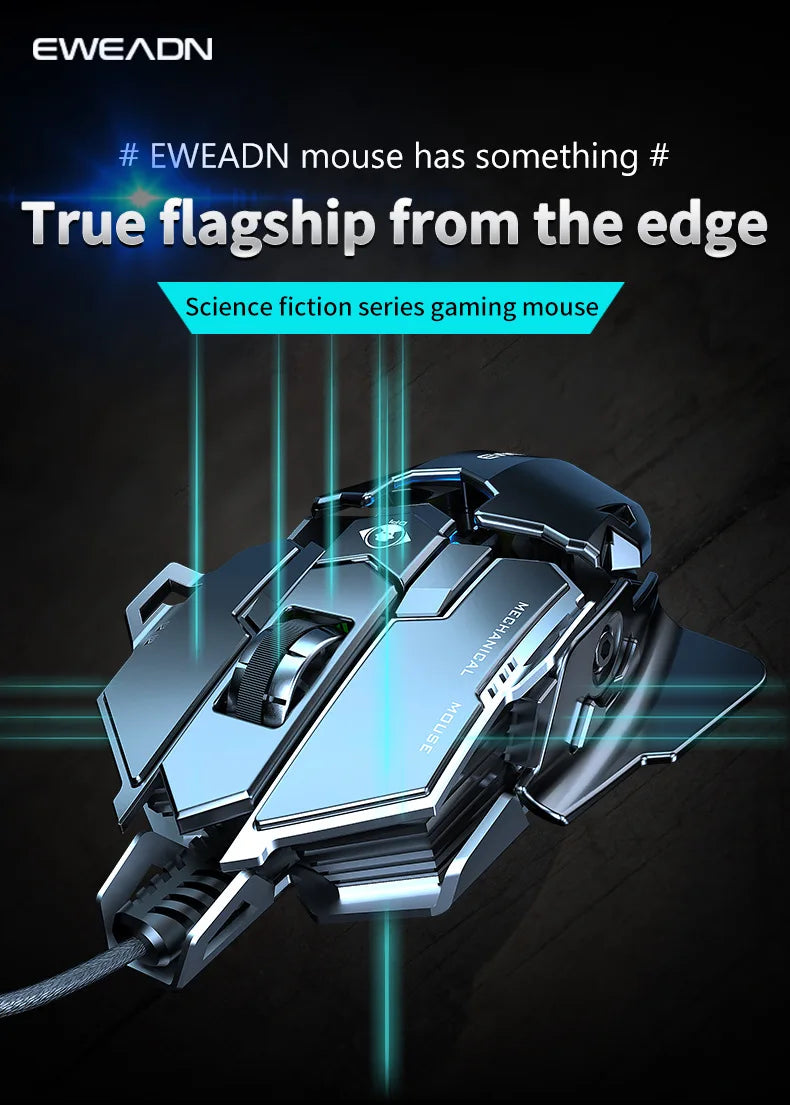 Mechanical Metal Gaming Mouse Wired Ergonomic RGB Backlit Game Mouse 12800 DPI Optical USB Mause Computer Mouse For Desktop PC