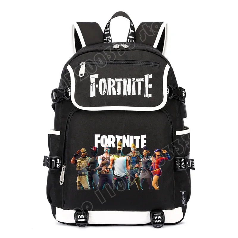 Fortnites Large Capacity Backpack Casual Shoulder Bag with USB Port Unisex Anime Students Schoolbag New Stylish Stationery Gift