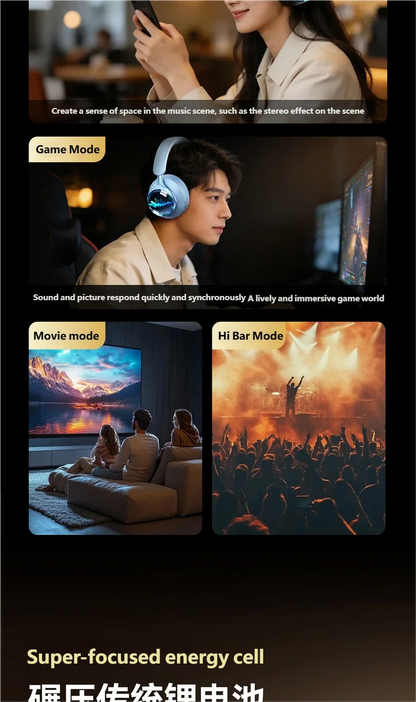 Acer OHR712 Wireless Bluetooth 6.0 Headphones Foldable Over-Ear Headsets with 360° Spatial Sound Effect for Travel Home Office