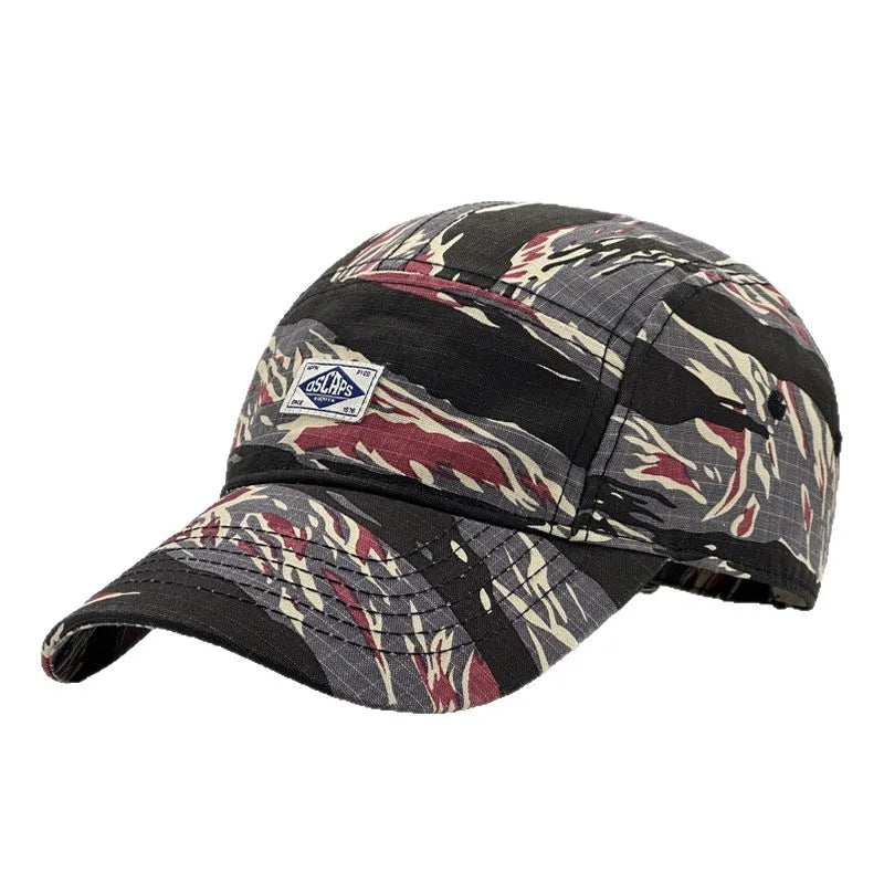 Workwear Style Camo Short Brim Baseball Cap for Men Women, Trendy Unisex Outdoor Sun Protection Peak Hat