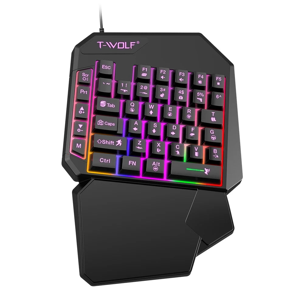 Wired One-Handed RGB Mechanical Gaming feel Keyboard,Mecha Membrane 40 Keys USB Professional Gaming Keypad Multimedia buttons