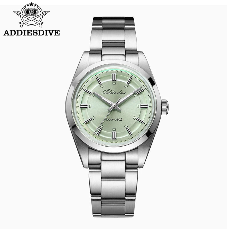 ADDIESDIVE – Reloj analógico de lujo para hombre, movimiento de cuarzo VH31, cristal abombado, resistencia al agua de 10 bares, revestimiento luminiscente BGW9, caja de acero – Modelo personalizable AD2515