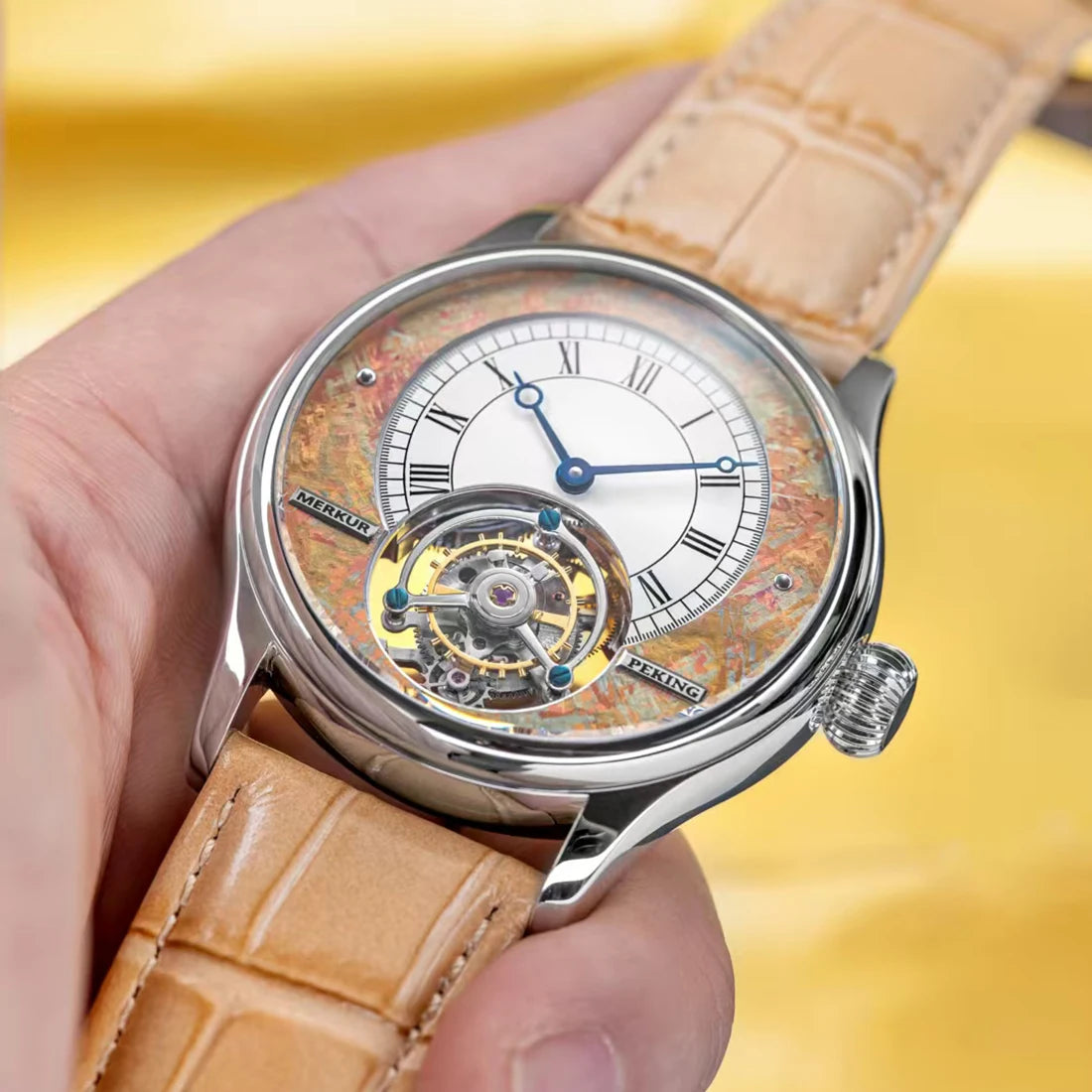 Merkur 100% Tourbillon Watch Men's Sapphire Watch For Men Mechanical Wristwatches Relogio Masculino Purple Business Watch 42mm