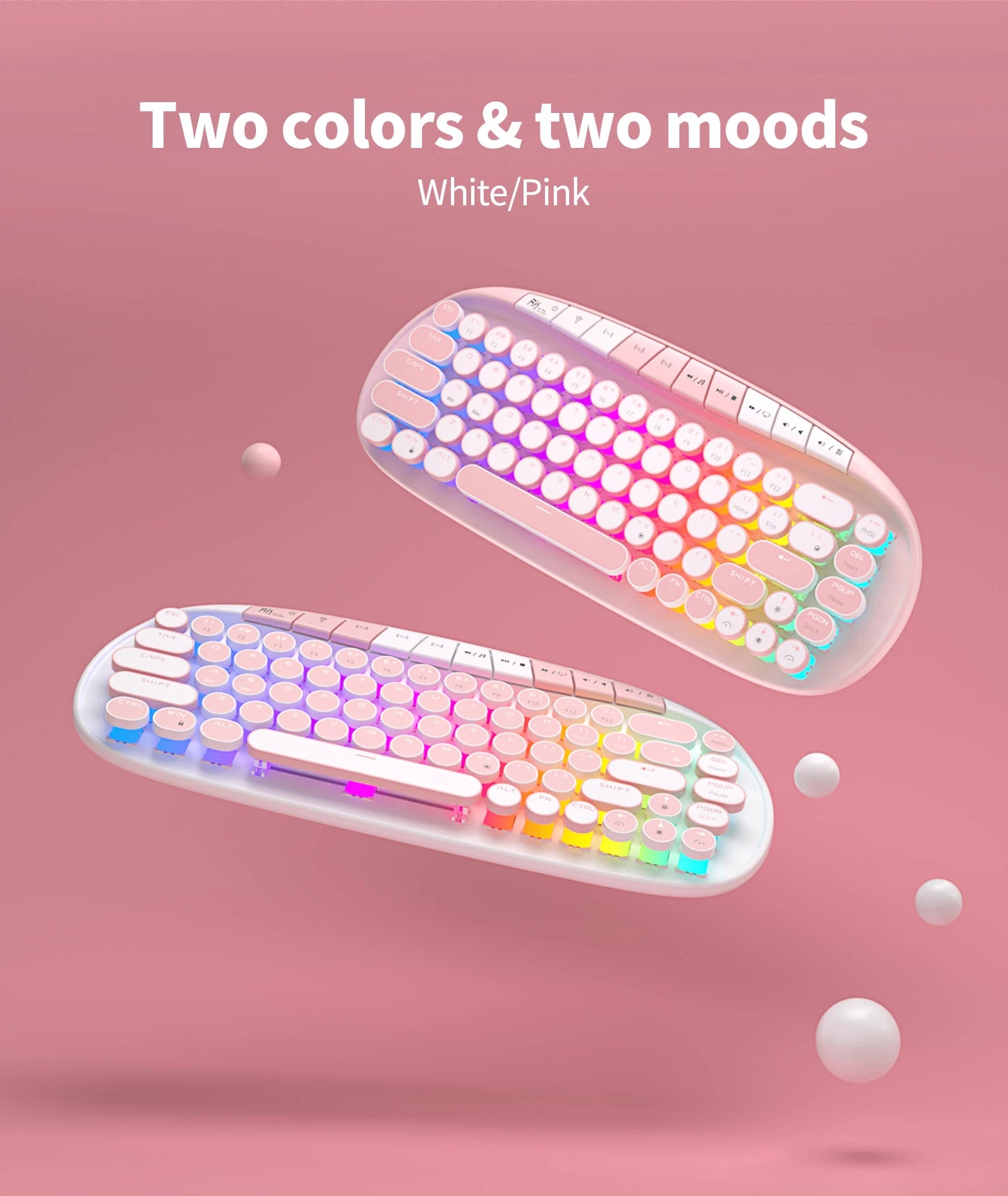 RK ROYAL KLUDGE ROUND Retro Punk Mechanical Keyboard 2.4G Wireless Bluetooth USB 68 Keys RGB Hot Swap Typewriter Gamer Keyboard
