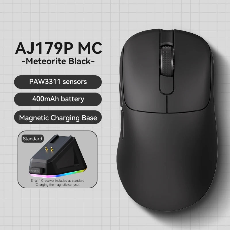 Ajazz AJ179 APEX Wireless Gaming Mouse with Color Screen Base, Bluetooth, PAW3395, 400mAh Battery, 8000Hz Refresh Rate