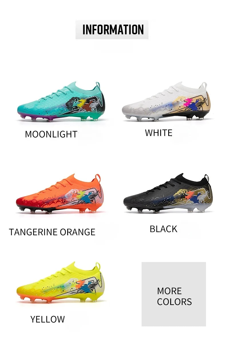 New Men Soccer Shoes FG Non-Slip Long Spikes Football Boots Soccer Cleats Training Shoes Match Ultralight Outdoor Drop Shipping
