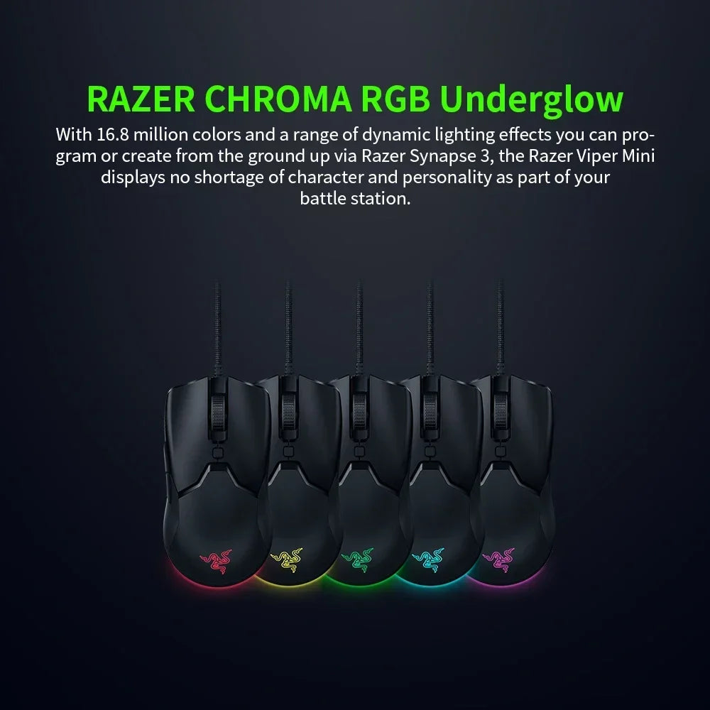 Razer NEW YEAR GIFT gift Thunder Snake Viper Mini Computer Esports Cable Gaming Mouse Laptop RGB Light, Small Hand Mouse