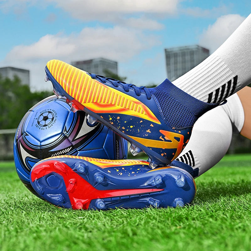 Nouvelles chaussures de football pour hommes, chaussures de sport, chaussures de futsal à cheville haute, chaussures de football de haute qualité, antidérapantes pour intérieur et extérieur, ultralégères, antidérapant