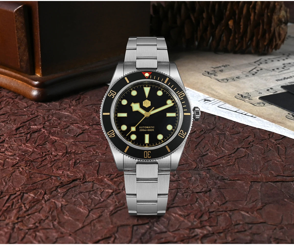 San Martin 40mm Aluminum Bezel NH35 BB58 Automatic Watches For Men Dive Wristwatch 20ATM Sapphire Luminous Reloj SN0008D