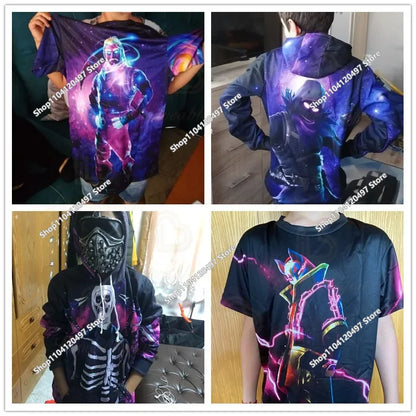 Children's Fortnite Anime Hoodie Men's Streetwear Hip-Hop Sportswear Casual Loose Fit Sweatshirt Outdoor Fashion
