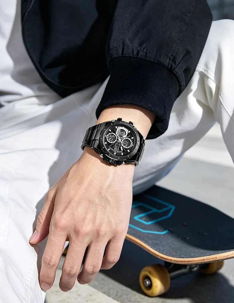 Reloj para hombre SMAEL 8160 – Modelo deportivo militar, analógico y digital, de acero inoxidable – Resistente al agua, con pantalla LED, alarma, cronógrafo y cronómetro