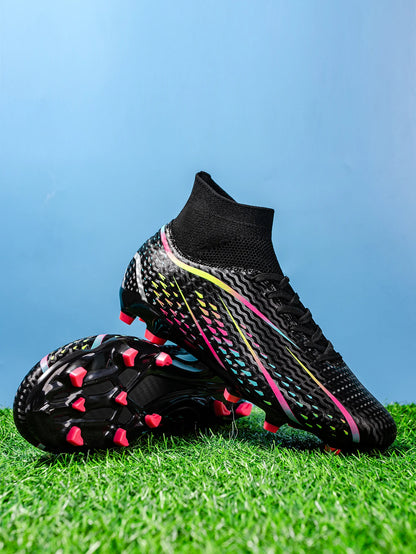 Chaussures de football pour adultes, adaptées à de multiples terrains, avec crampons AG FG, tissu en PU respirant, semelles antidérapantes en TPU, idéales pour l'entraînement et les petits tournois sur gazon.