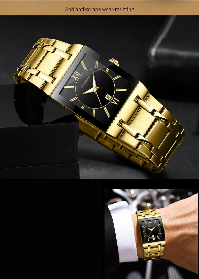 Montre-bracelet de luxe BINBOND à quartz précis pour homme, lumineuse, étanche, date automatique, en acier inoxydable durable, style décontracté.