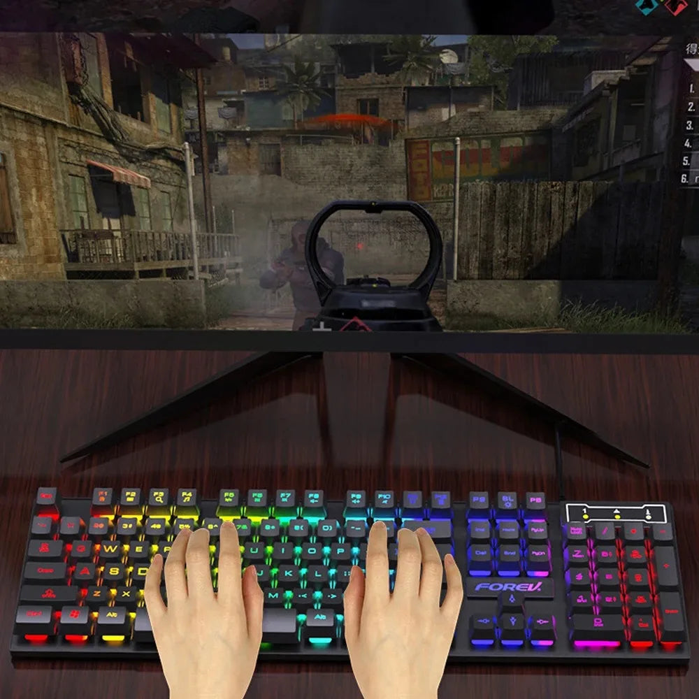 RGB Wired Mechanical Keyboard 104 Keys of Backlit Key Caps Gaming and Office Keyboard For Microsoft Windows and Apple IOS System