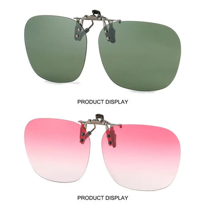 Metal Clip Clip-On Polarized Sunglasses Convenient Rimless Flip-up Sun Glasses for Prescription Glasses UV400 Polygonal Shades