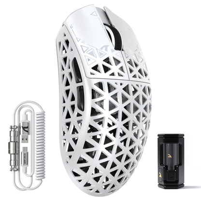 ATTACK SHARK R5Ultra Carbon Fiber Wireless 8K PAW3950MAX Gaming-Maus mit 8K-Spiralkabel,