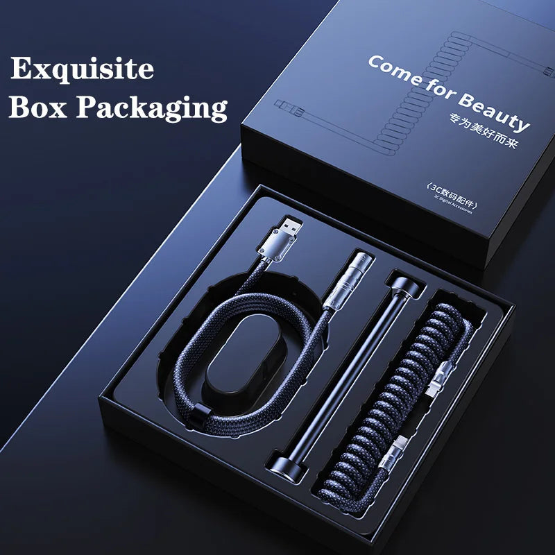 EARY Coiled Keyboard Cable USB to Type-C Detachable Aviator Cable, 1.2M Mechanical Gaming Keyboard Cable for PC, Laptop & Custom Keyboards