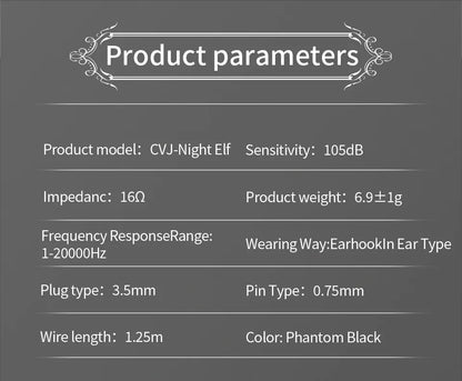 CVJ Nightelf in ear earphones Dual-channel three-unit  3.5mm metal plug earphone with silver-plated wire rod