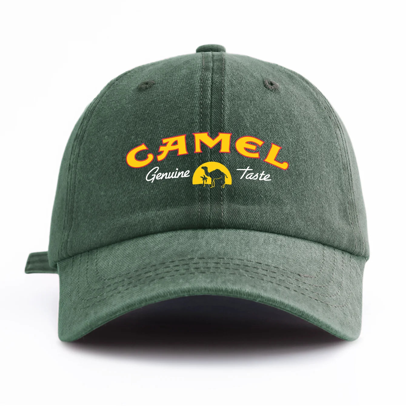 1pc CAMEL Print Washed Baseball Cap for Adults,Minimalist Retro Style Casual Soft Adjustable Dad Hat,Perfect As Gift