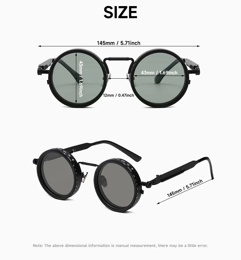 Polarized Round Sunglasses Men ND9 Adjustable Dimming Sun Glasses Women Retro Punk Fishing Eyeglasses Outdoor Shades UV400