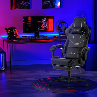 WOTSTA Gaming Stuhl Ergonomisch Gaming Chair Bürostuhl mit Fußstütze Racing Computerstuhl Höhenverstellbar Gepolstert Computerst