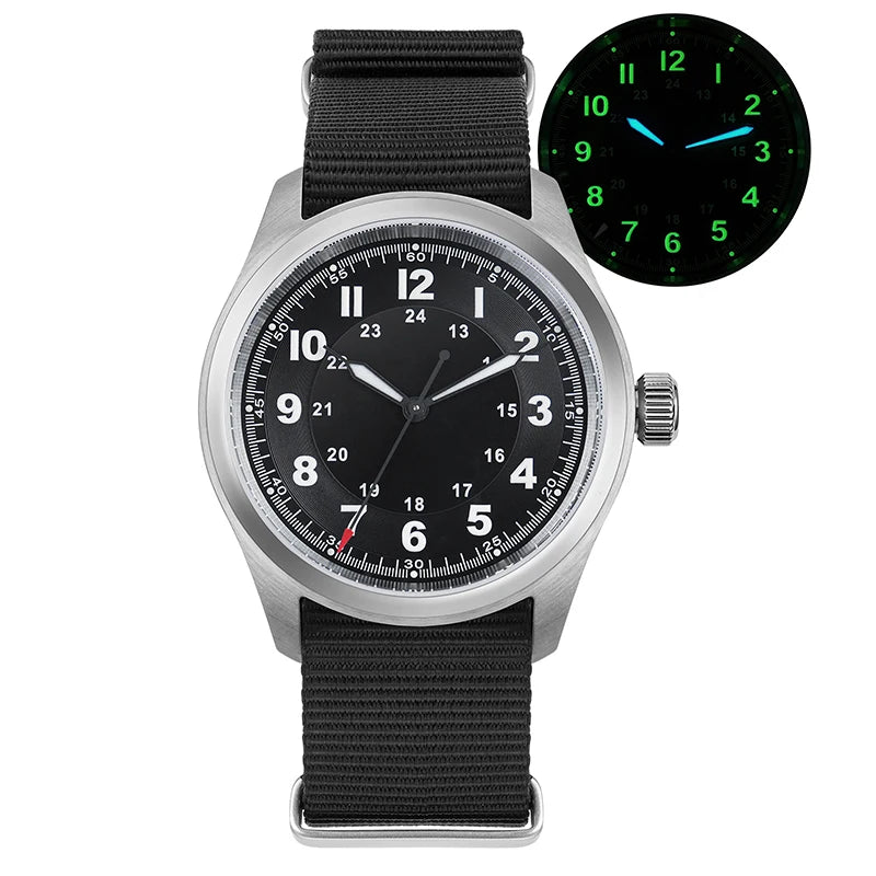 Militado ML08 38mm Quartz Watch VH31 Movement Double Domed Sapphire Crystal Wristwatch Super C3 Green Luminous Vintage Watches