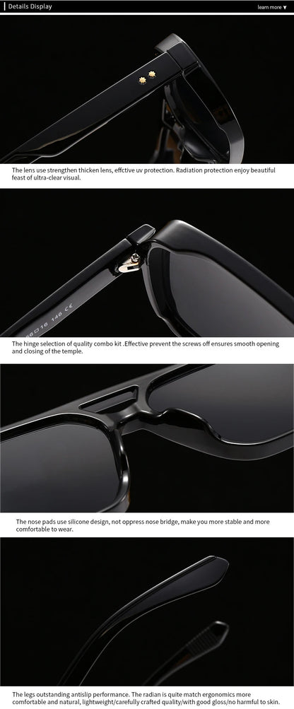 SO&EI Fashion Double Bridges Square Sunglasses Women Retro Rivets Blue Tea Shades UV400 Men Outdoor Gradient Sun Glasses