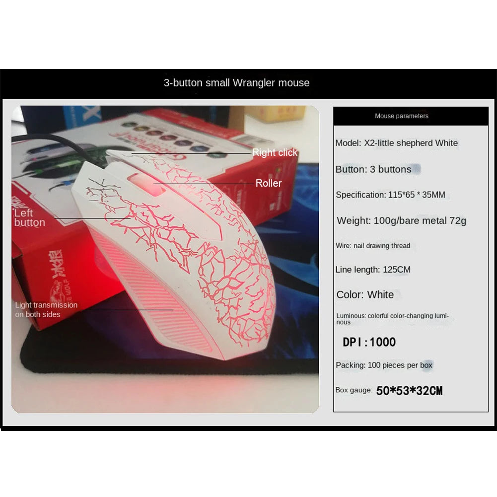 2400 DPI USB Wired Mouse Gaming Mouse LED Backlit Professional Gamer Mice Ergonomic Computer Mouse for PC Laptop Macbook
