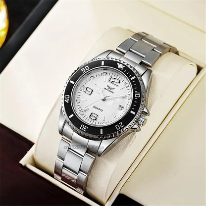 Relojes de lujo para hombre de acero inoxidable – Reloj de cuarzo con indicador de fecha, estilo profesional y deportivo, a la última
