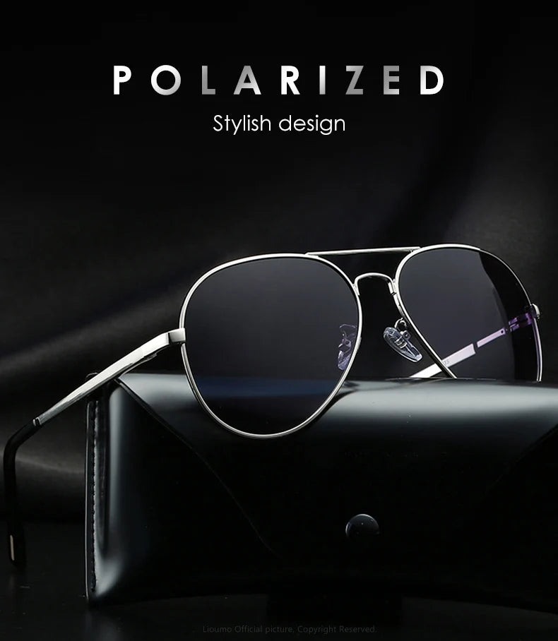 LIOUMO Hochwertige Piloten-Sonnenbrille für Herren, polarisierte Autofahrerbrille für Damen, modische Pilotenbrille, blendfreie Sonnenbrille für Herren