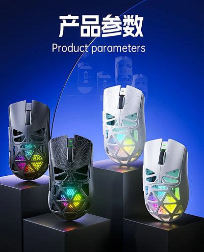 AULA SC620 Wireless 3-Mode Mouse Bluetooth Hollow Lightweight RGB Gaming Mouse for FPS Esports, Office & Daily Use for PC Laptop
