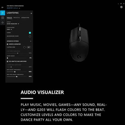 Logitech G203 LIGHTSYNC Mouse Wired 8000 DPI Sensor RGB Sync 6 Buttons Mechanical Tensioning Office-Gaming Dual-Use