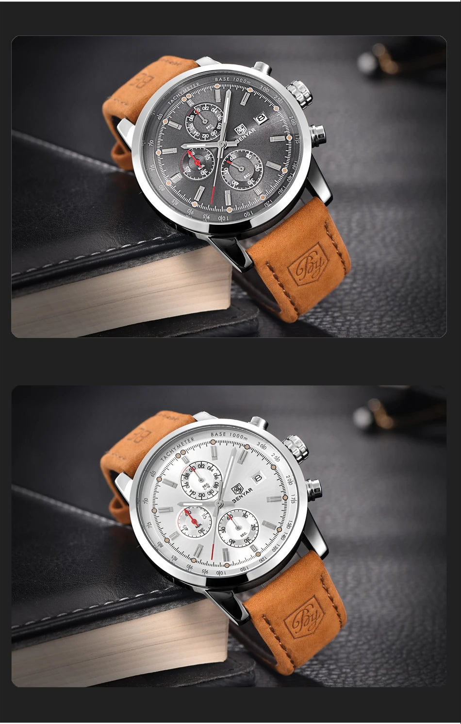 Montre pour homme BENYAR 5102 – Chronographe sportif de luxe à quartz, accessoire de mode d'une grande marque