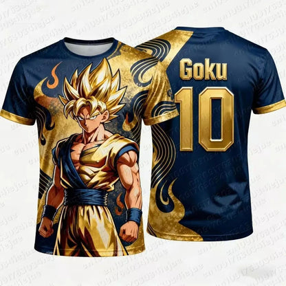 Dragon Ball Son Goku Cartoon Jersey Personality 2D Summer Quick Drying T-shirt Short Sleeve Top Animation Peripheral Wholesale