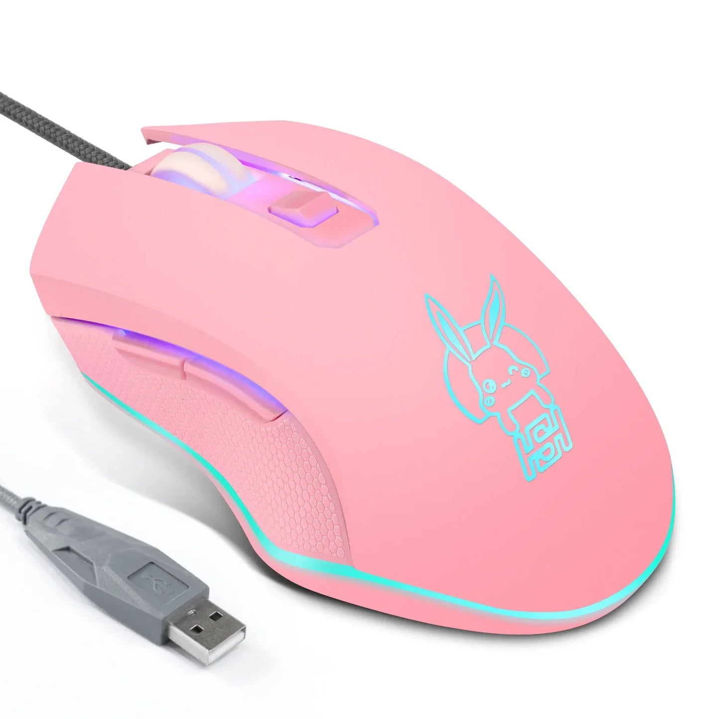 Ratón luminoso de colores con silencio USB-C para portátil Type-C, ratón gaming