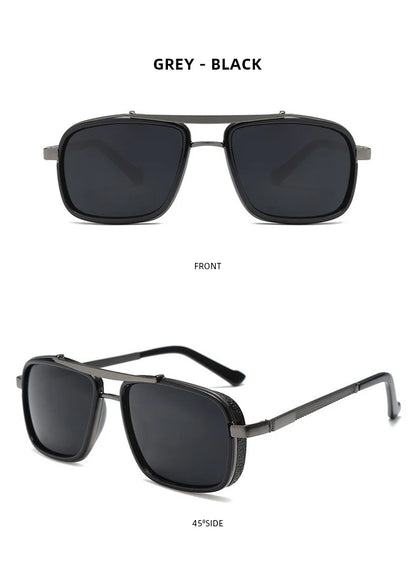 Luxury Rectangle Men's Sunglasses Retro Metal Steam Punk Sun Glasses Male Classic Outdoor Driving Shades Summer Glasses